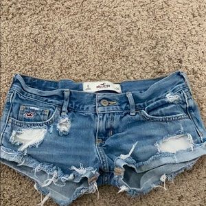 light washed, low rise, booty shorts